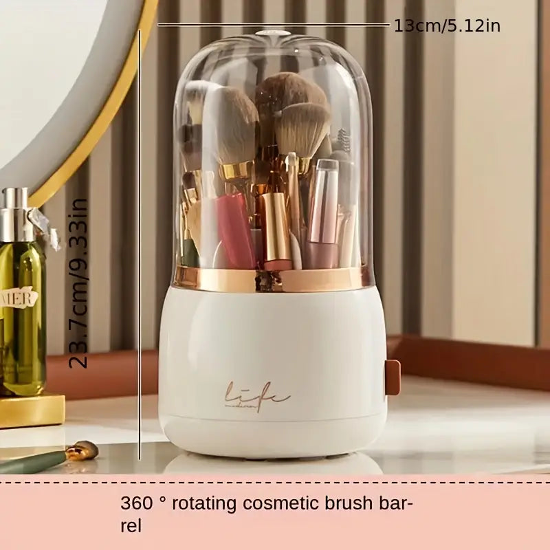 360 Rotating Makeup Brush Holder Organizer with Lid