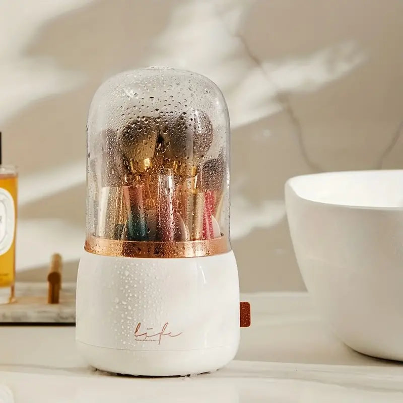 360 Rotating Makeup Brush Holder Organizer with Lid