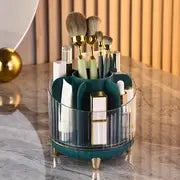360° Rotating Makeup Organizer with Compartments