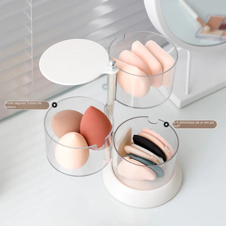 Rotating Dustproof Makeup Sponge Storage Box