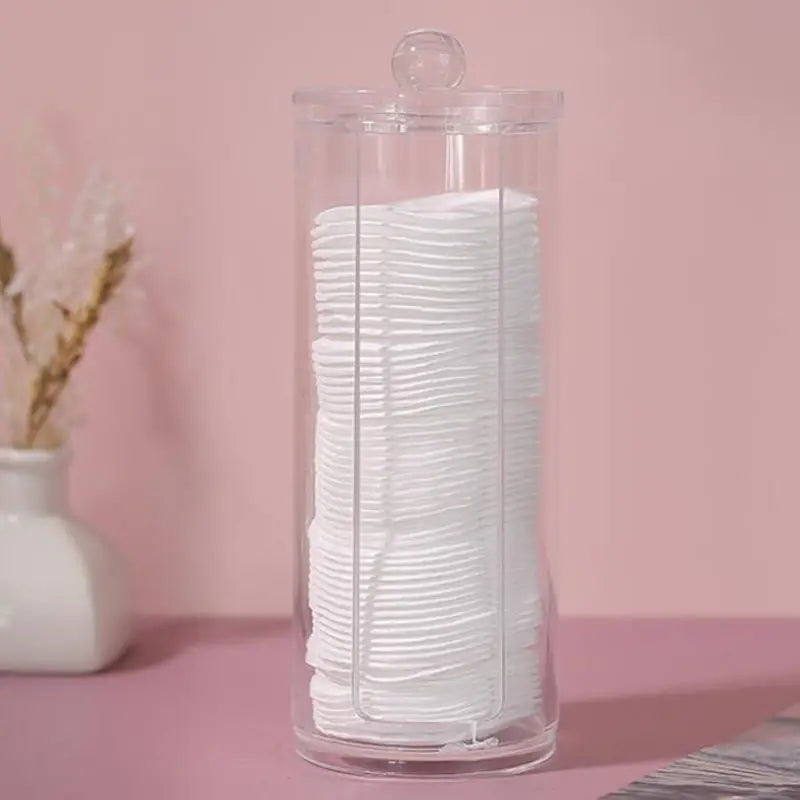 Transparent Round Cotton Pad Storage Holder for Bathroom
